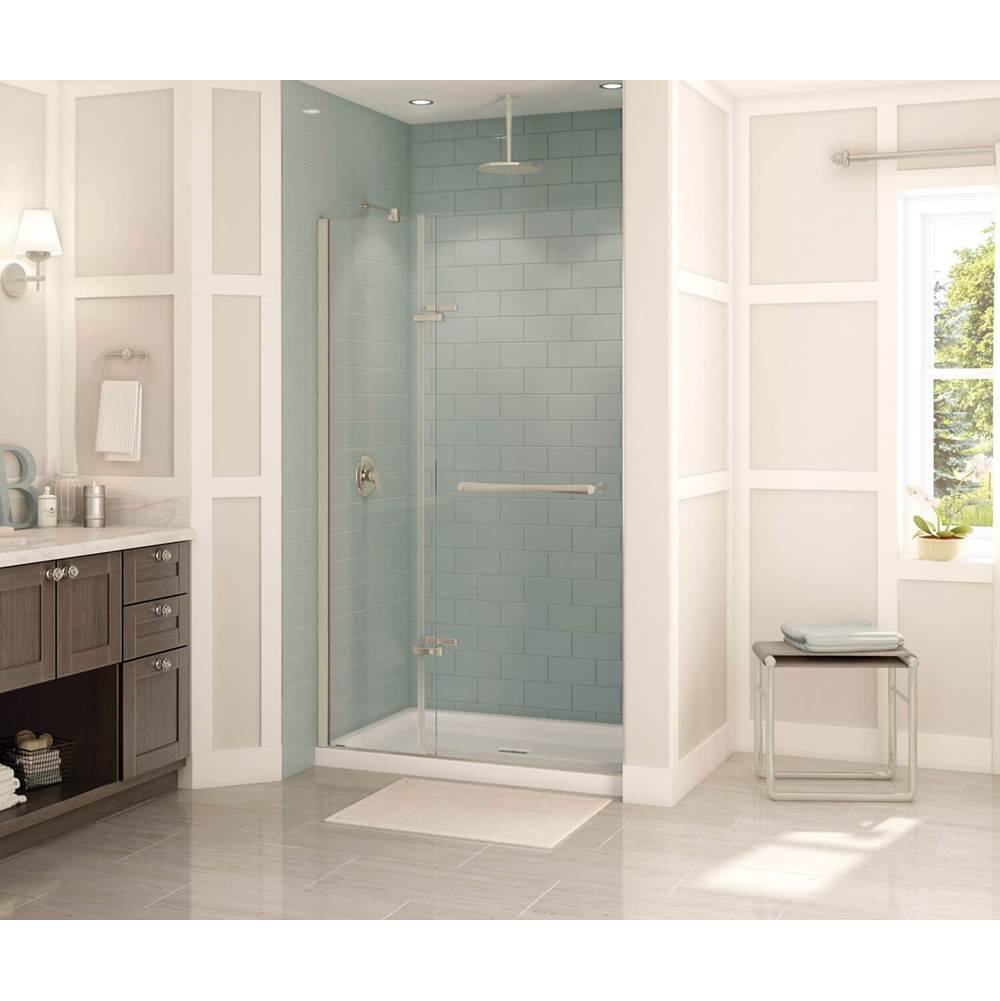 Maax Reveal 71 44-47 x 71 1/2 in. 8mm Pivot Shower Door for Alcove Installation with Clear glass in Brushed Nickel