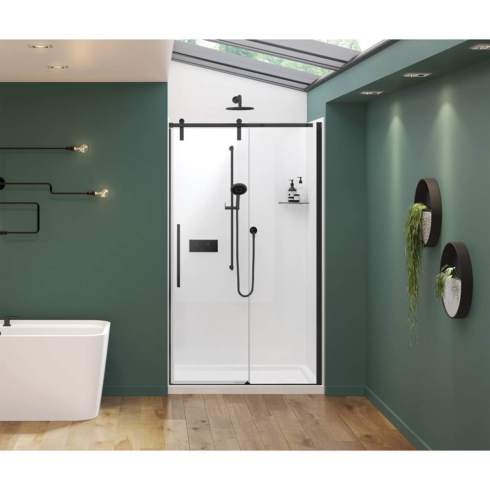 Maax Nebula 44 1/2-46 1/2 x 78 3/4 in. 8mm Sliding Shower Door for Alcove Installation with Clear glass in Matte Black