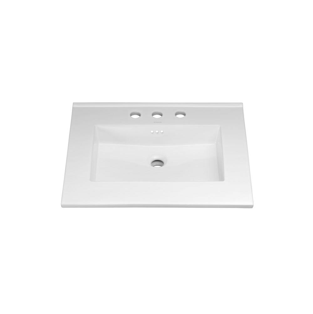 Ronbow 24'' Larisa™ Ceramic Sinktop with 8'' Widespread Faucet Hole in White