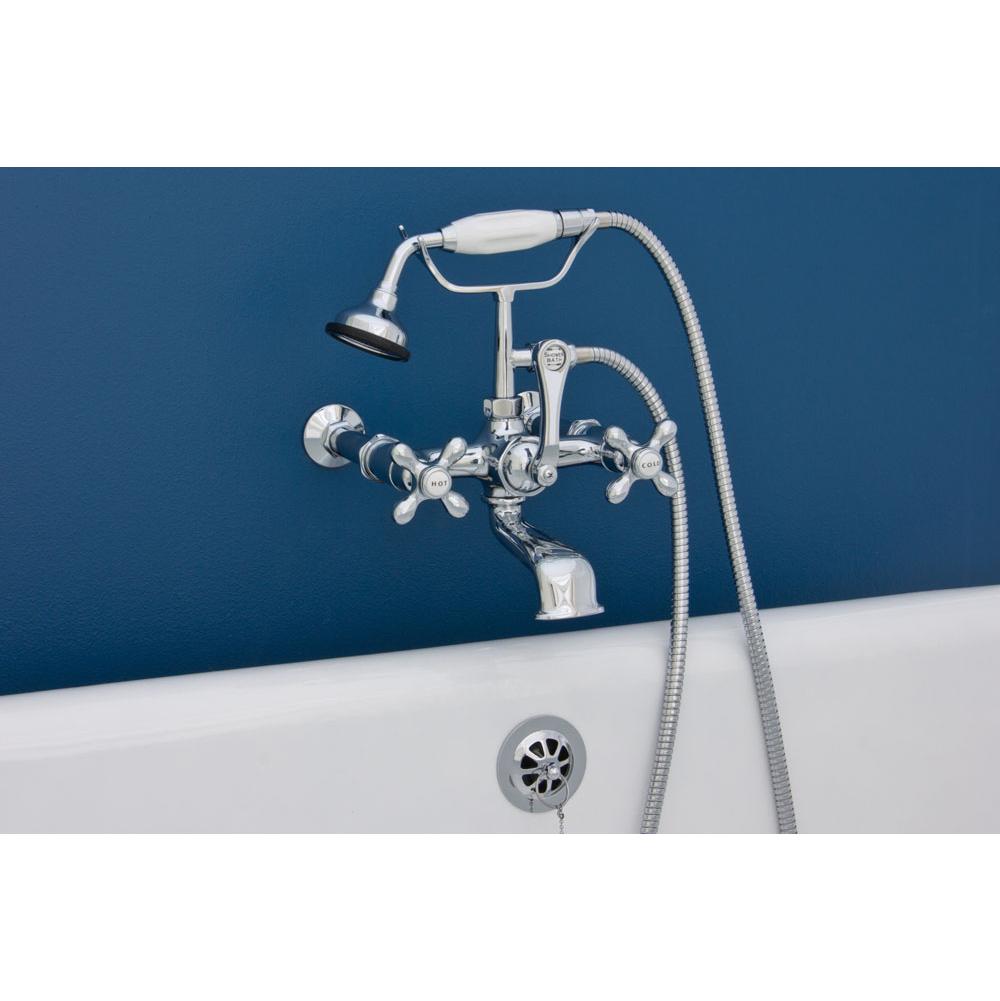 Strom Living Chrome 7'' Center Wall Mount British Telephone Faucet W/Porcelain Hand Held Showe