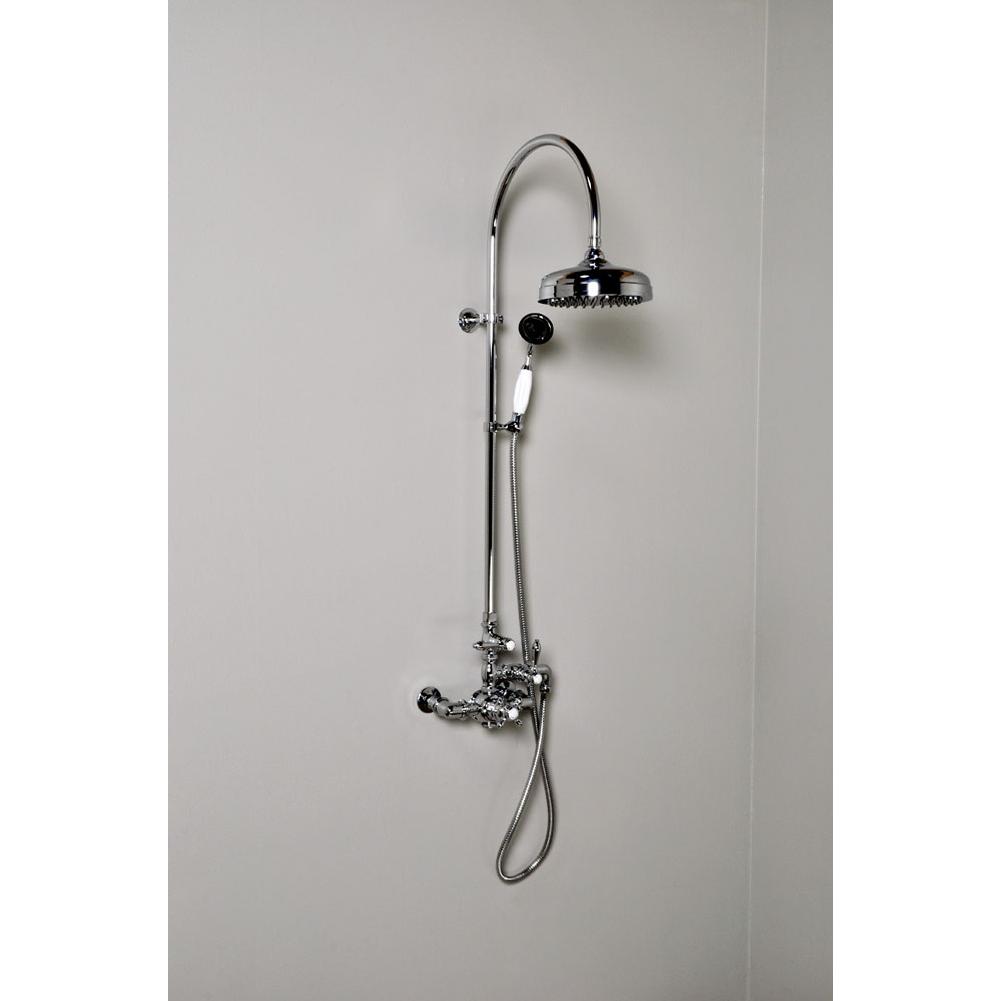 Strom Living Chrome Thermostatic Exposed Shower Set W/Crook Style 36'' Riser, 7'' Centers & Han