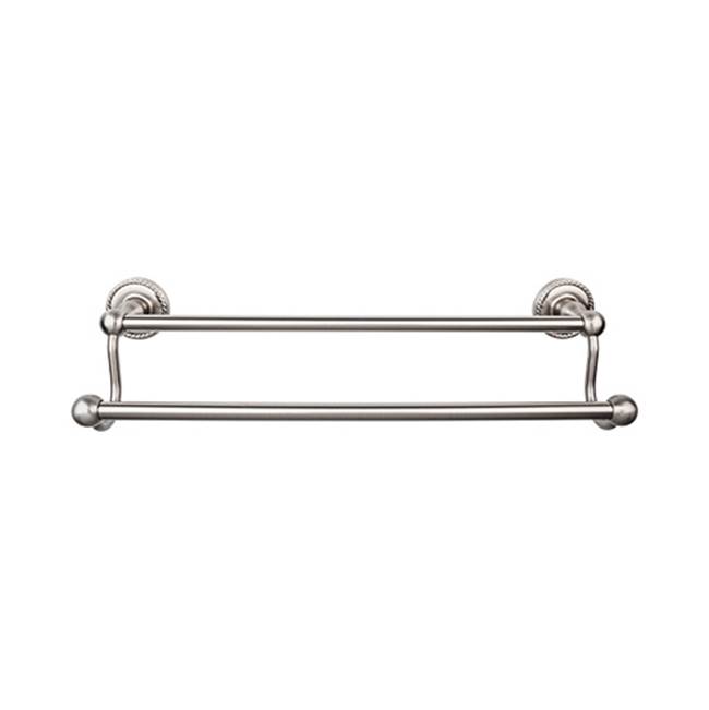 Top Knobs Edwardian Bath Towel Bar 30 In. Double - Rope Backplate Brushed Satin Nickel