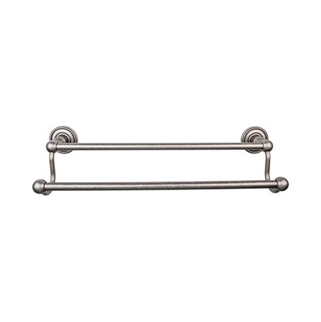 Top Knobs Edwardian Bath Towel Bar 24 In. Double - Rope Backplate Antique Pewter