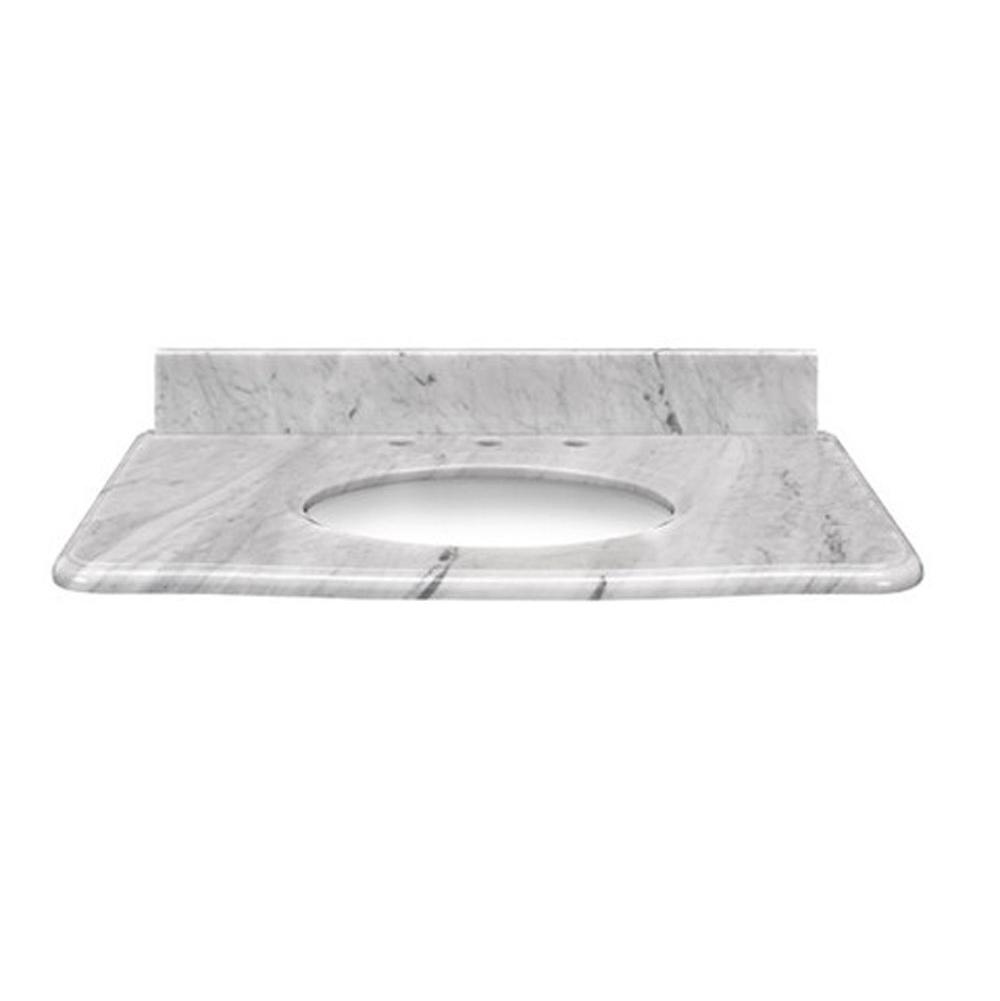 Ryvyr Brandy 31-inch Stone Top in White Carrara Marble for Oval Undermount Sink